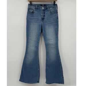 Hollister Jeans Women 28 Short Blue High Rise Flare Stretch Denim 90s Y2K Hippie